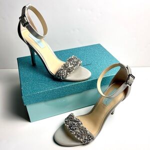 Betsey Johnson Gina Silver Rhinestone High Heels
